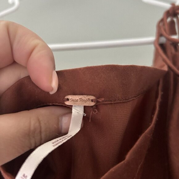 Free People Hattie Silky Tunic Women's Sexy Brown Dress New OB1358877 Medium - Picture 3 of 12